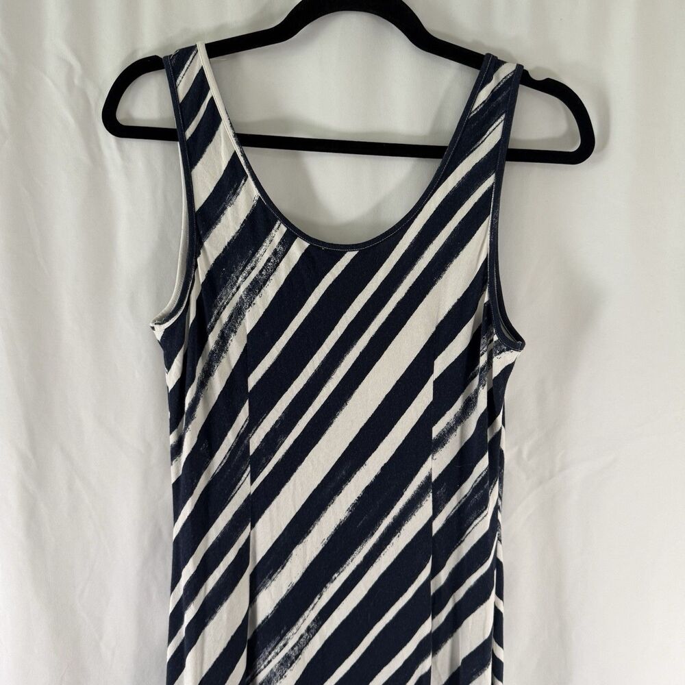 Tommy Bahama Maxi Dress Women's Medium Blue White Striped Sleeveless Cross Front - Picture 8 of 9